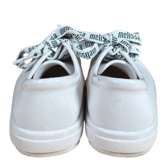 Mini Melissa Girl's White Rubber Lace Up Sneaker Size 8 - Picture 3 of 7